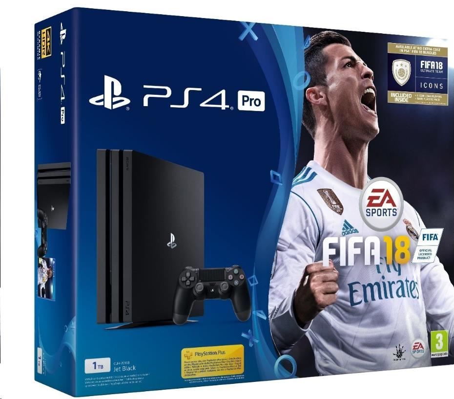 Sony PlayStation 4 Pro 1TB černý + FIFA18 + PS Plus 14 dní